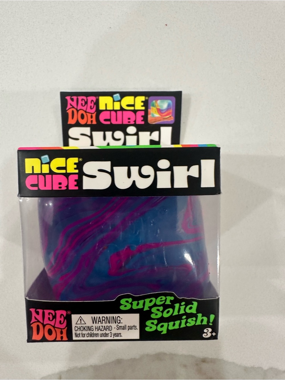 NeeDoh Nice Cube Swirl Super Solid Squish - Blue & Pink *last ONE*